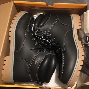 Lugz Black and Tan Leather Boots